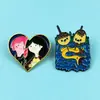 Insígnias Geométricas de Animais, Acessórios para Roupas, Broches em Formato de Coração de Irmãs de Aventura de Desenho Animado no Atacado, Anti-Exposição