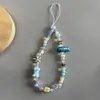 Nueva Cadena de Teléfono Móvil con Cuentas Accesorios de Hueso de Pescado Azul Pequeño Cordón para Teléfono Móvil Cuerda Azul Claro para Teléfono Móvil Transfronterizo