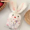 Lindo colgante de conejito de peluche que chilla, juguete decorativo para mochila de niña, accesorio de llavero de conejo de orejas largas