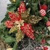 Artesanato de Flor de Natal Flor Artificial Flor de Plástico Decoração de Natal Enfeites para Árvore de Natal Venda Quente Transfronteiriça Cabeças de Flor de Natal Personalizadas