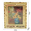 1:12 Muñecas Casa de Muñecas Modelo Artificial Mini Muebles Accesorios Adornos Pintura al Óleo Dorada Flores