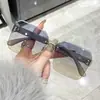 Óculos de Sol Marrom com Borda Lisa para Mulheres, Alta Qualidade, Efeito Emagrecedor, Novo Estilo, Popular no Xiaohongshu, Óculos de Sol com Proteção UV