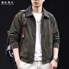 Chaqueta retro casual de solapa "falso dos piezas" para hombre, otoño, corte holgado, abrigo versátil de cuadros color block, talla grande