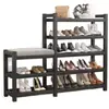 Banqueta para cambiar zapatos con asiento, zapatero y organizador de zapatos integrado para la entrada, banco y zapatero multifuncional para la entrada