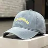 Gorra de Mezclilla Lavada con Letra Bordada Ins Americana para Mujer Estilo Coreano Primavera y Otoño Moda Casual Versátil Protector Solar Gorra de Béisbol
