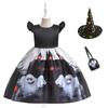 Vestido de Halloween para niñas, vestido de cosplay con estampado de bruja, calabaza, fiesta, espectáculo festivo
