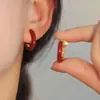 Lleno de Vibras Retro~ Aretes Rojos de Angora con Diseño Único, Estilo Hong Kong, No Requieren Perforación, Estilo Hepburn