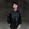 Chaqueta de Cuero de Otoño para Niños 2026 Nuevo Modelo, Chaqueta de Cuero PU Moderna y Genial para Niños Mayores, Elegante Abrigo de Otoño para Niños