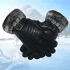 Guantes de Algodón y Cuero Grandes de Invierno para Hombres y Mujeres con Felpa Adicional Espesos Antideslizantes Cálidos para Exterior Montar Guantes Antideslizantes con Pantalla Táctil Venta al por Mayor