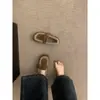 Zapatos peludos sin cordones para mujer Otoño e Invierno 2025 Chicas Mori Retro Frosted Cálidos Forrados de Polar Birkenstocks Perezosos