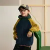 Chaqueta de Polar de Color Contrastante con Capucha, Sudadera con Bloques de Color, Chaqueta Interior Cálida de Punto - Nuevo Estilo Otoño e Invierno 2026