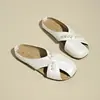 Meias Pantufas Femininas Abertas na Ponta 2026 Verão Novo Estilo Slip-On Sandálias de Salto Baixo Estilo Francês Sola Grossa Vazadas para Uso Externo
