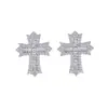 Aretes de Aro Cruzados Asimétricos de Doble Capa para Hombre, Modernos y Elegantes con Circonitas