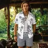 Camisa de manga curta masculina da marca europeia e americana trendy transfronteiriça, estampa floral casual, elasticidade em quatro direções, toque de alta qualidade, camisa masculina sem rugas