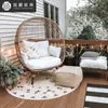 Sofá de Rattan para Vila Externa Varanda de Pátio Proteção Solar à Prova d'Água Combinação de Mesa e Cadeira Acessório de Pousada ao Ar Livre Cadeira de Rattan Ninho de Pássaro Preguiçoso