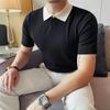 Camisa Polo Casual de Bloques de Color para Hombre de TikTok Dropshipping Ajuste Delgado Cuello Campana Elástica Transpirable Estilo Coreano Lujo Ligero Camiseta para Hombre