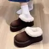 Sapatos de Algodão Birkenstock Plataforma com Solado Grosso Forrados com Lã para Roupa Externa Feminina Outono e Inverno 2025 Novo Estilo Sapatos de Algodão Quentes Retrô para Pessoas Baixas