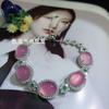 Pulseira cravejada em prata com calcedônia verde gelo e diamantes, pulseira de ágata rosa e jade para mulheres, fornecimento ao vivo de joias