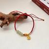 Ouro Aluvial Ouro Antigo Imitação Jade Hetian Marca Fu Pulseira Trançada com Fio Vermelho Feminina Simples Pulseira para Melhor Amiga Ajustável