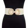 Cinturón Nuevo para Mujer Transfronterizo Cinturón Simple de Doble Hebilla Elástico Decorativo Sello de Cintura con Falda Abrigo Punto