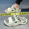 Chinelos Esportivos Masculinos Plus Size de Verão Nova Moda com Sola Grossa, Tira Única, Antiderrapantes, Sandálias de Praia, Sapatos de Direção Bidirecional