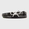 Cinturón versátil con lazo para mujer, estilo coreano, diseño simple, moderno cinturón delgado de cuero, ajustable con broches, disponible en stock