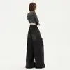 Nuevos jeans de retazos a cuadros retro americanos para mujer, otoño de 2026, holgados, adelgazantes, de pierna ancha recta, hasta el suelo