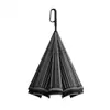 Paraguas con hebilla de anillo invertido, paraguas de doble capa a rayas, engrosado y ampliado, estilo casual de negocios, mango largo, paraguas automático, disponible impresión de logotipo
