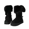 Botas de nieve de suela gruesa para mujer, nuevo estilo de invierno 2026, antideslizantes, cálidas, zapatos de algodón del noreste, convertibles con hebilla de cinturón, botas altas de pelo
