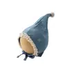 Chapéu de bebê coreano Yipan estilo novo ins retrô jeans bebê pompom elfo de bebê chapéu de tricô