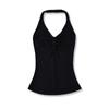 Top Básico Sem Mangas Torcido com Design Único para Mulheres 2025 Gola Halter Alça Cruzada Nó Camisole Slim