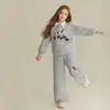 Conjunto de Ropa para Niñas Primavera y Otoño Infantil Dibujos Animados Solapa Ropa Deportiva Elegante Moderno Conjunto de Dos Piezas de Primavera para Niñas Mayores