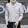 Camisa de negocios a rayas de manga larga entallada para hombre, primavera y otoño de 2021, marca de moda juvenil, camisa para hombre