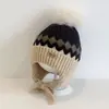 Chapéus Quentes de Inverno para Crianças Meninos e Meninas no Outono e Inverno, Chapéus à Prova de Vento com Proteção para Ouvidos para Bebês, Chapéus de Lã Grossos Tricotados