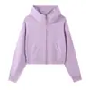 Moletom Curto Feminino Pesado 330g Grande de Malha Terry Cor Sólida Gola Alta com Zíper Outono e Inverno Gola Redonda Moda Sudadera para Mulheres