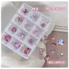 12 Caixas de Joias de Zircônia com Fundo Pontudo para Nail Art Brilho Fundo Coração Quadrado Gordo Ovo de Pombo Longo Formato de Ângulo Reto Diamante Grande