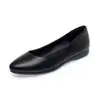 Zapatos de trabajo para mujer para ir al trabajo, versátiles de tacón bajo negros de punta fina de corte bajo cómodos de color sólido planos para personas de mediana edad y mayores para el trabajo