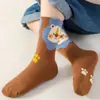 Calcetines para niño para otoño e invierno, diseño de leoncito de dibujos animados, de caña alta, leggings de otoño e invierno, calcetines de tubo medio para niños, niños, bebés, estudiantes
