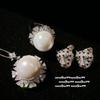 Colar de gemas de pérolas Bubble Mabei Tahiti Deep Sea Bead Flower Zircon Ring Earrings