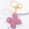 Llavero Anillo de Cuatro Hojas con Pedrería Doble Cara de Arcilla Cordón de Cuero Yiwu Pequeño Artículo Metálico Colgante de Llave Venta al por Mayor