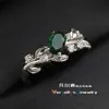 Anel Versa Transfronteiriço Criativo Novo Moda Legal Galho de Flor Microincrustado Diamante Vermelho Pombo Banhado a Ouro Cor de Luxo Leve Anel Tesouro