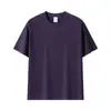 Primavera y verano Nuevo 230g hombro algodón puro color liso manga corta camiseta hombres y mujeres moda cuello redondo base lisa camiseta venta al por mayor