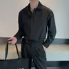 Camisa de Manga Larga para Hombre Estilo Old Money Camisa POLO Cuello de Solapa Textura Diseño de Negocios Primavera y Otoño Fábrica Transfronteriza Venta al por Mayor