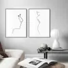 Sala de estar Simple Línea de Dibujo Dormitorio Dibujo Marco de Aleación de Aluminio Nórdico Mesita de Noche Dos Piezas Cuadro Colgante Boceto de Mujer Boceto