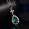 Colgante de Esmeralda Cultivada con Forma de Gota de Agua Transfronterizo con Cadena para Clavícula con Piedras Preciosas de Colores Colgante Retro Europeo y Americano Elegante Regalo para Madre 2025