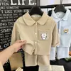 Conjunto de Ropa de Casa para Niñas, Cardigan de Dibujos Animados de Otoño, Pijama de Manga Larga Conjunto de Dos Piezas, Traje con Cuello para Niños