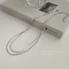 Collar de Acero de Titanio con Sentido de Diseño de Doble Capa para Mujer, Cadena de Hueso de Serpiente Superpuesta Personalizada, Estilo Coreano, Elegante, Celebridad de Internet, Estilo Frío, Cadena para Clavícula