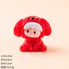 Muñeca de Perro Rayado Linda Sentado Crema Frijol Dulce Resina Moderna Juguete Caja Ciega Decoración de Escritorio de Oficina Pequeños Adornos