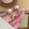Pendientes Cuadrados Dobles de Perla Color Champán 2025 Nuevos Populares Versátiles con un Toque de Lujo, Joyería de Perla Artificial