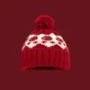 2025 Nuevo Estilo Estilo Fair Isle Bolita de Pelo de Cereza Linda Gorro de Lana para Mujer en Otoño e Invierno Cálido y Versátil Protección para las Orejas Gorro Tejido